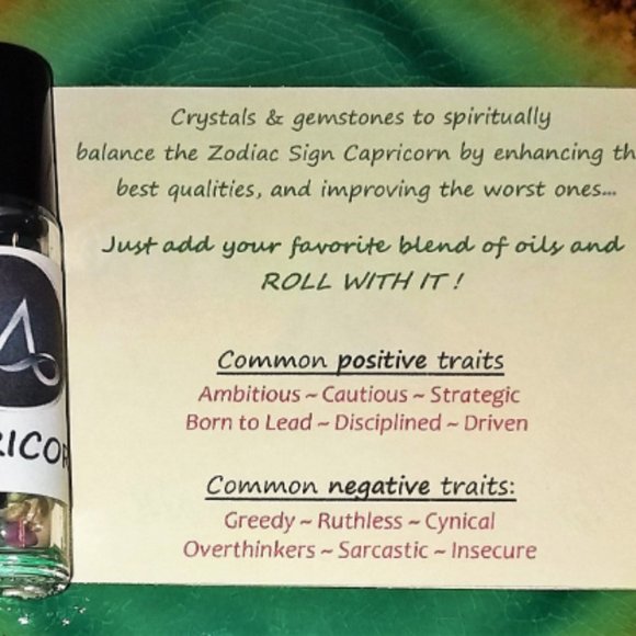 ♑ CAPRICORN Zodiac Gift Set ♑ Roller Bottle + Crystals + Loose Incense Blend - Picture 5 of 6